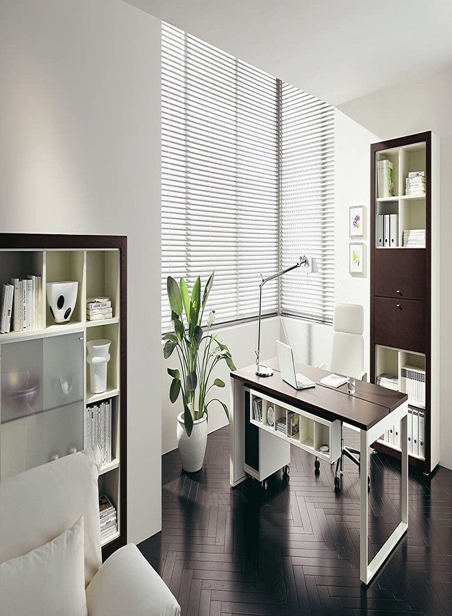 YIIBAII Mini Blinds Suitable for 28" W x 64" H Windows 1" Aluminum Horizontal Venetian Blinds Darkening with Rope and Pole can Mounted Inside or Outside - Image 4